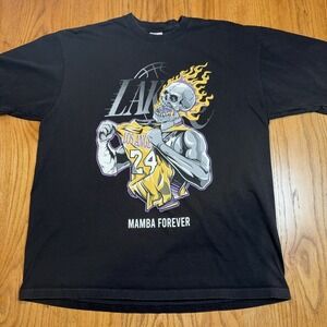 Kobe Bryant Mamba Forever Shirt Mens 3XL Black Skull Flames Lakers Shaka Wear